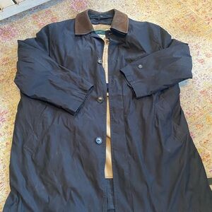 Ralph Lauren Black Trench Coat with Brown leather Collar